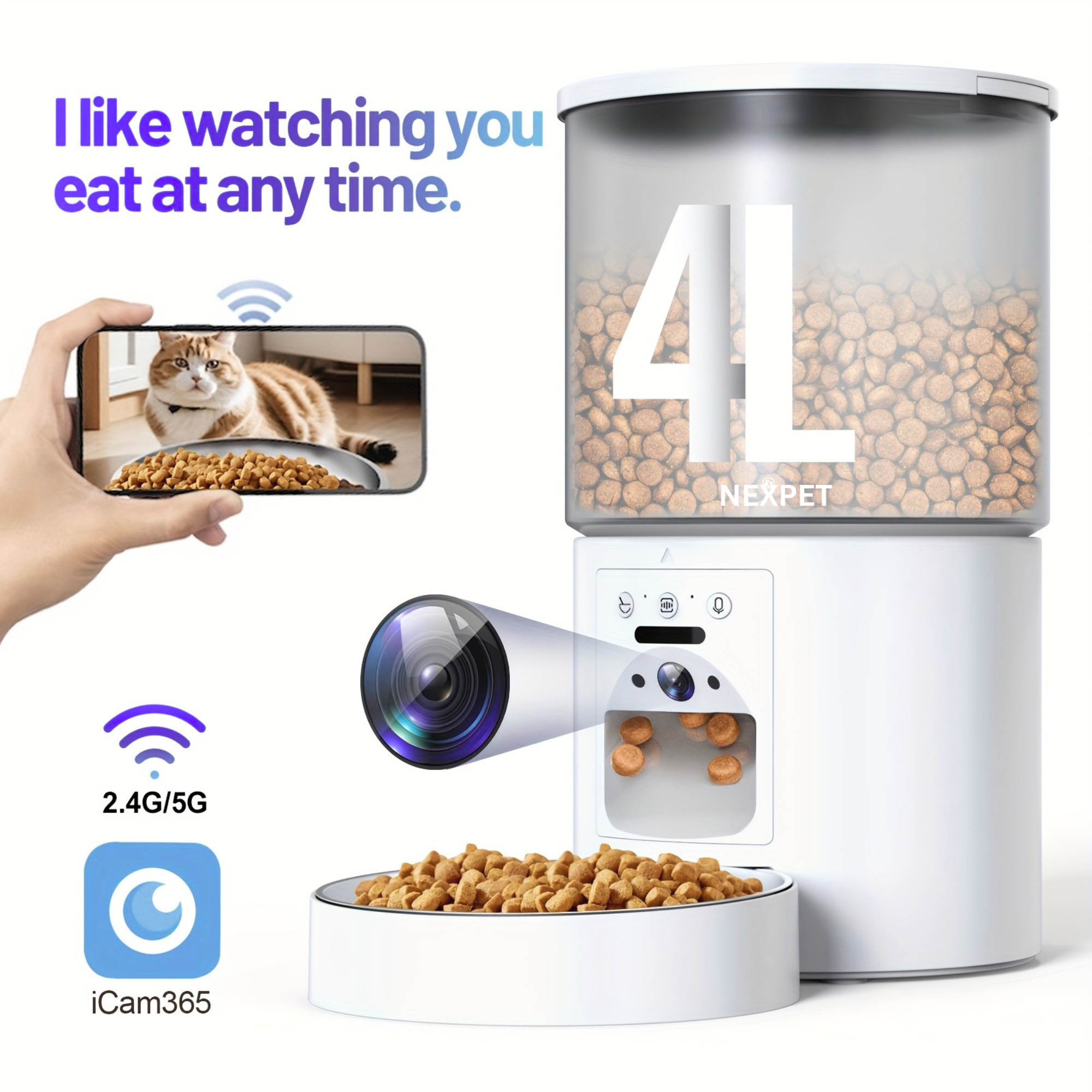 NexPet Automatic Pet Feeder with WiFi Camera, App Control & HD Night Vision