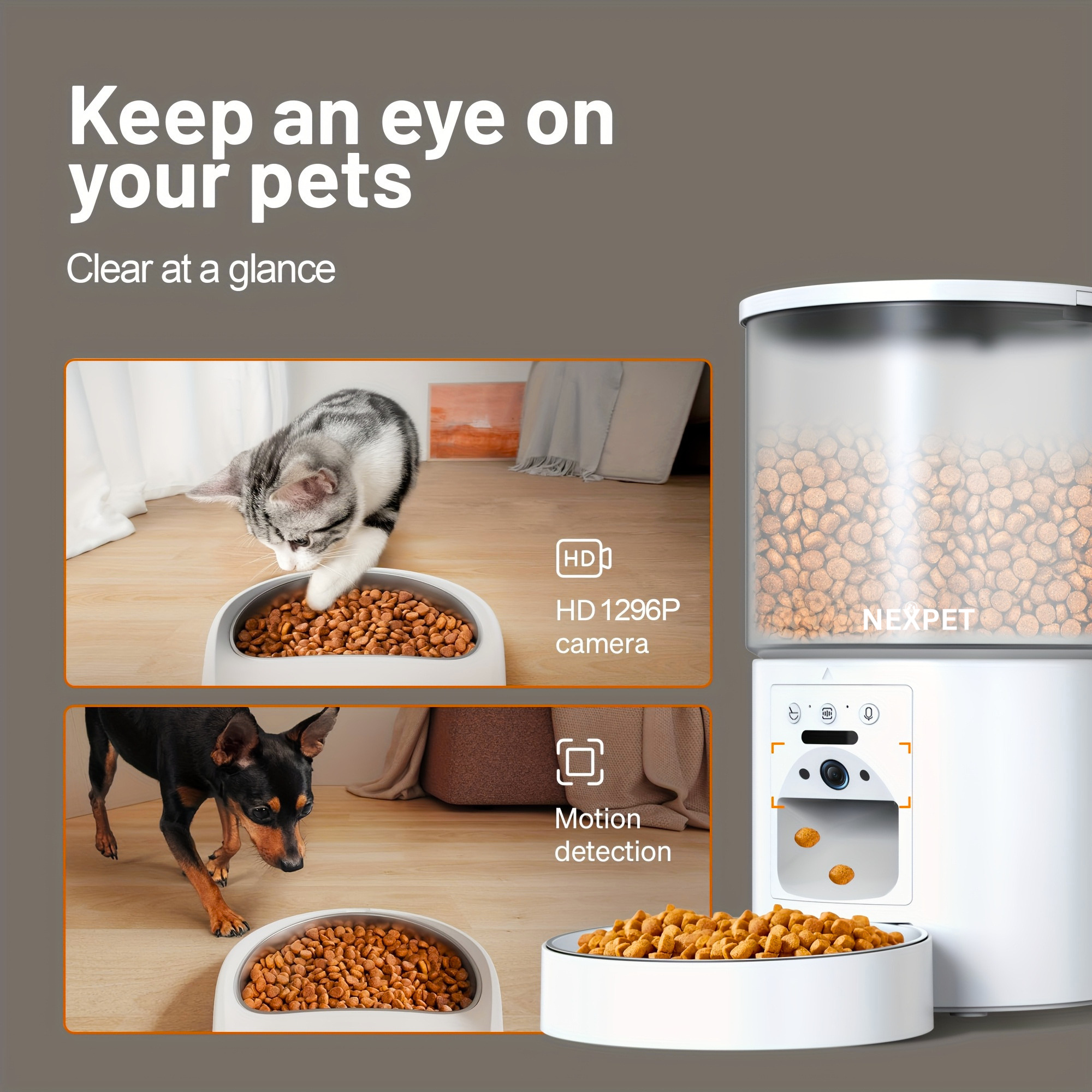 NexPet Automatic Pet Feeder with WiFi Camera, App Control & HD Night Vision