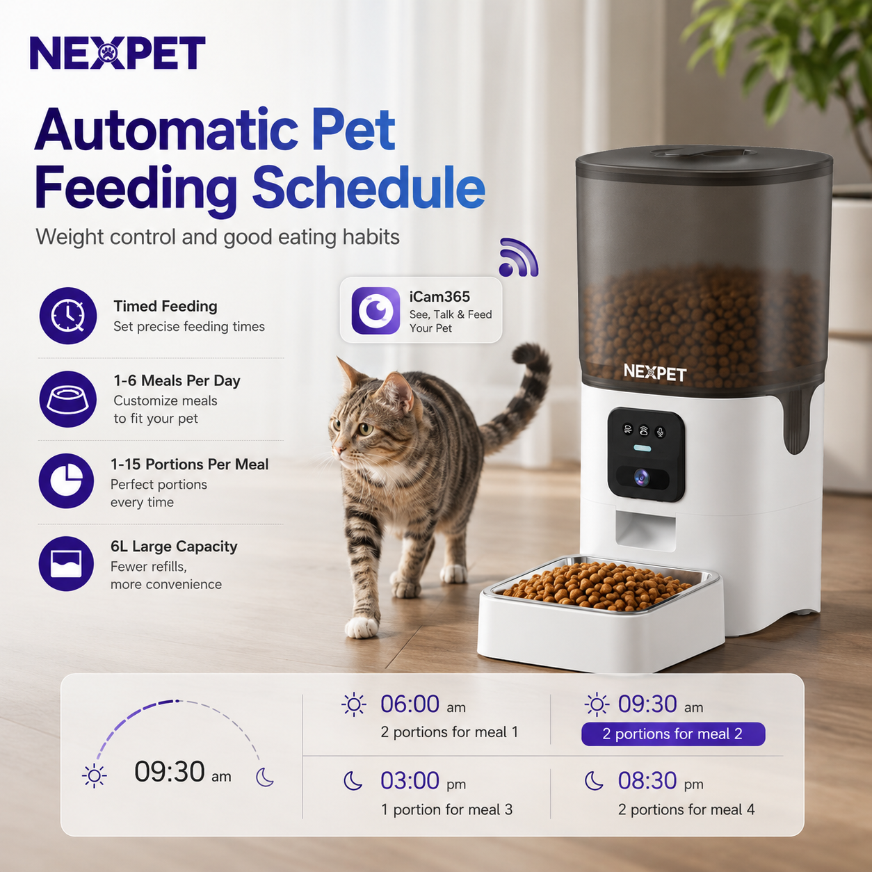 NexPet Automatic Pet Feeder with WiFi Camera, App Control & HD Night Vision