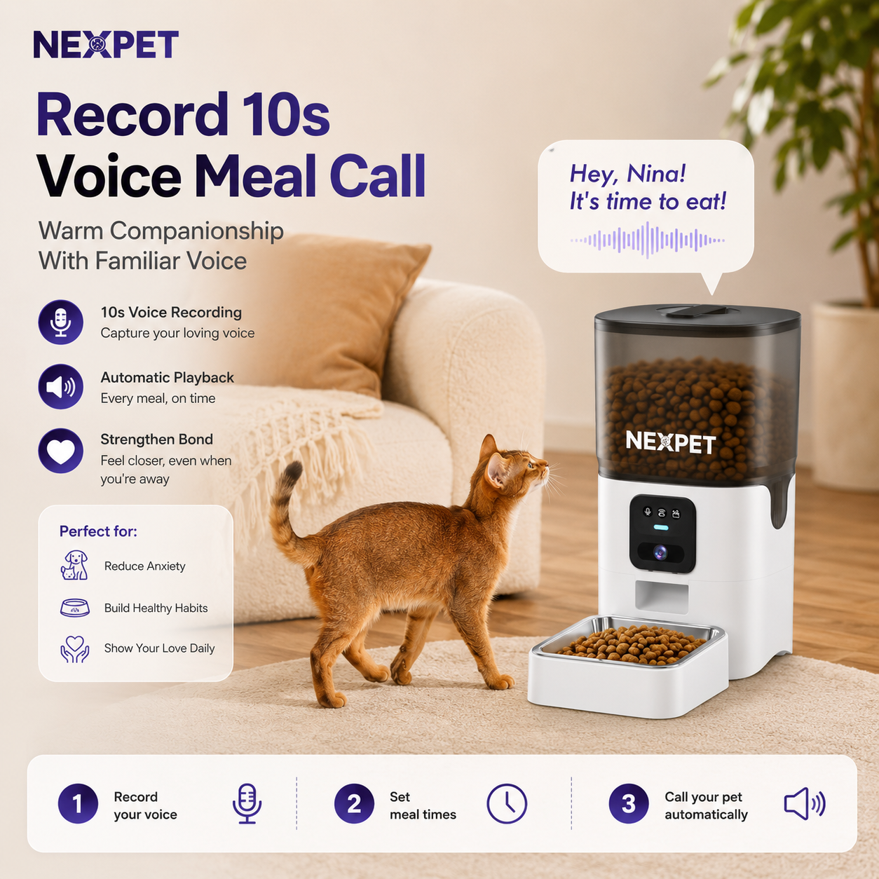 NexPet Automatic Pet Feeder with WiFi Camera, App Control & HD Night Vision